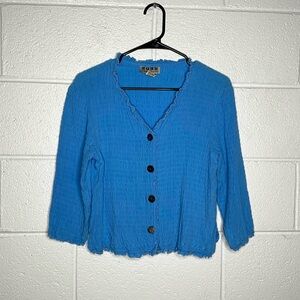 < Vintage Nomadic Traders Blue Textured Cardigan >